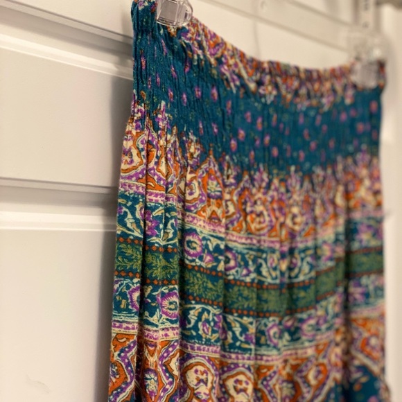 BOHO HIPPIE teal, purple, orange & cream pants wideleg, elastic waist & pockets! - Picture 4 of 9